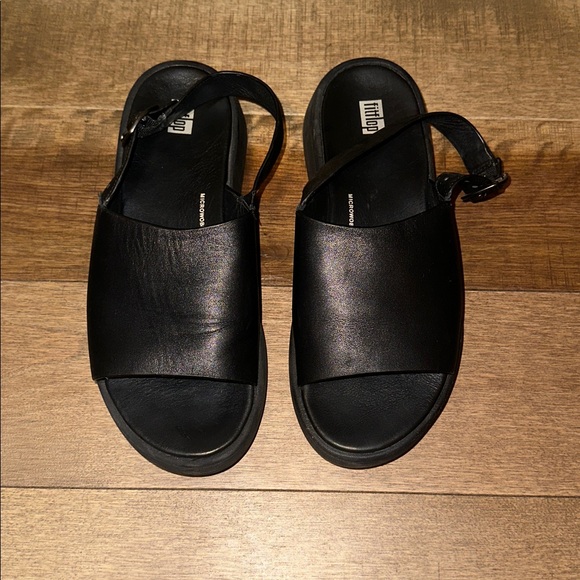 Fitflop Black Leather Sandals - Picture 1 of 6